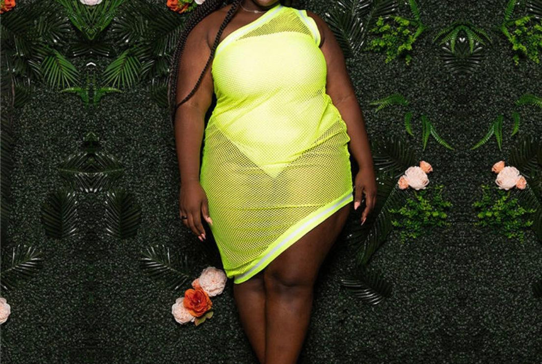 Neon Green Mesh Dress